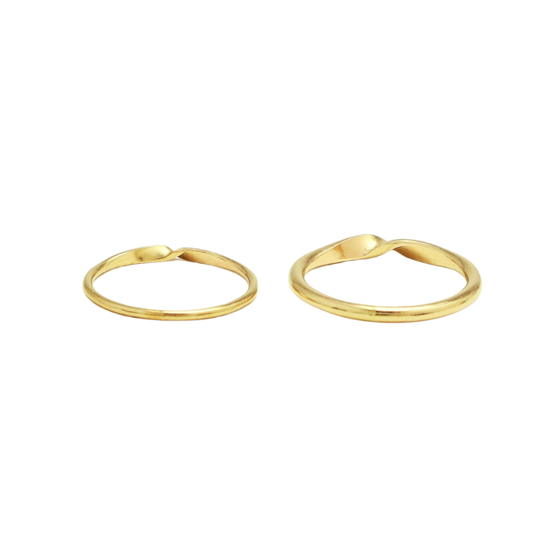 Par de Aliança Caru DObra Ouro 18k Kahla