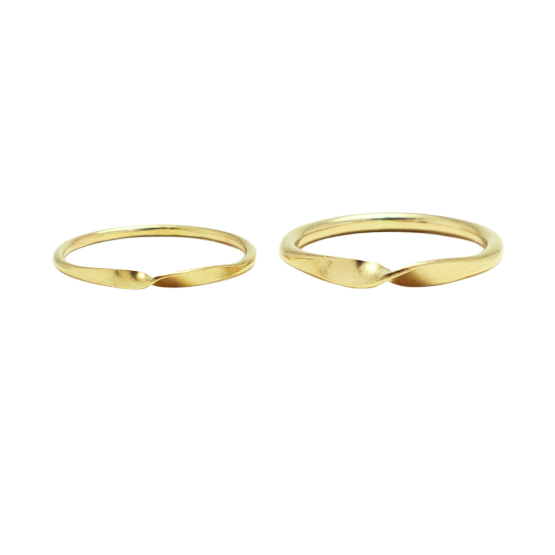 Par de Aliança Caru DObra Ouro 18k Kahla