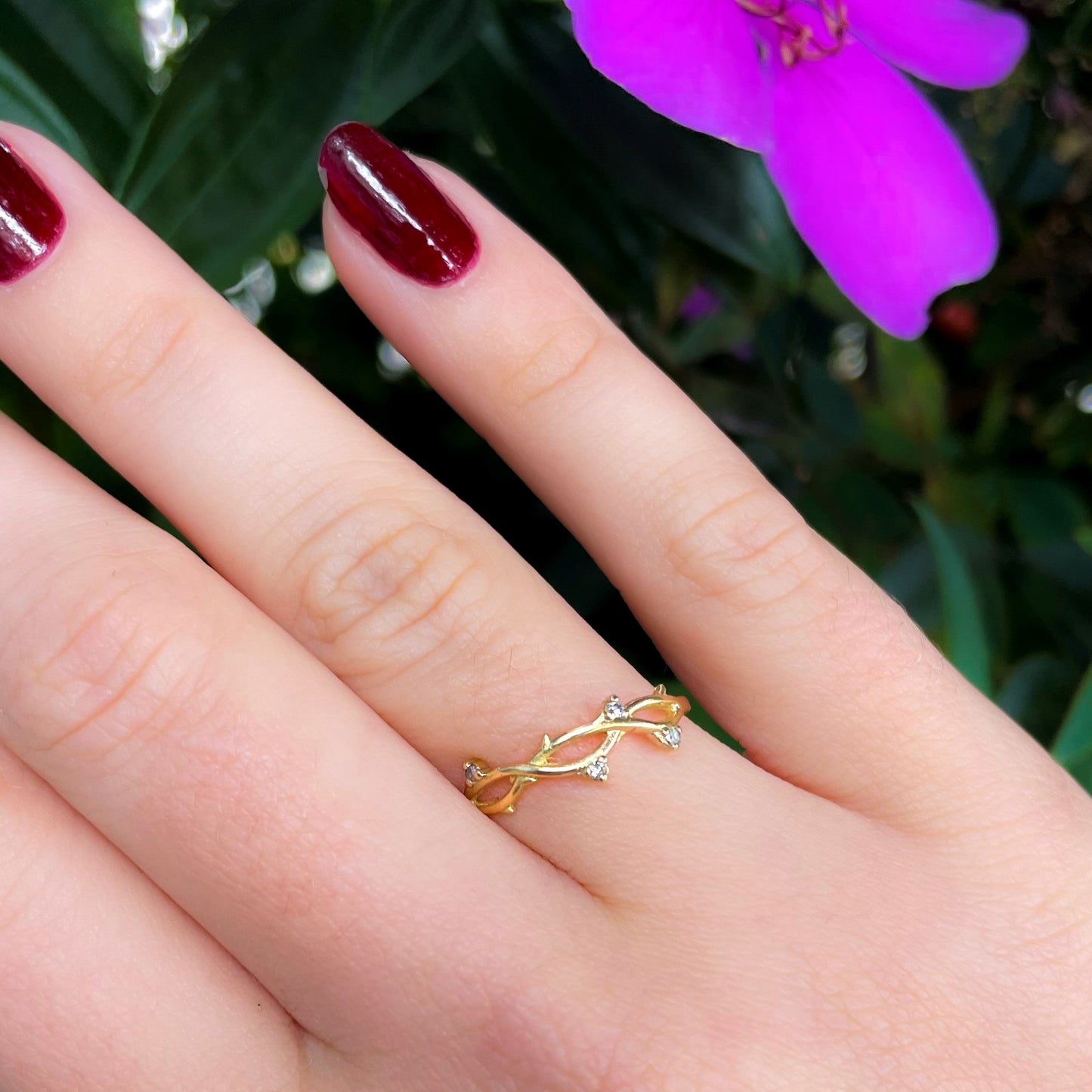 Par de Alianças Natureza Ouro 18k e Diamantes Kahla