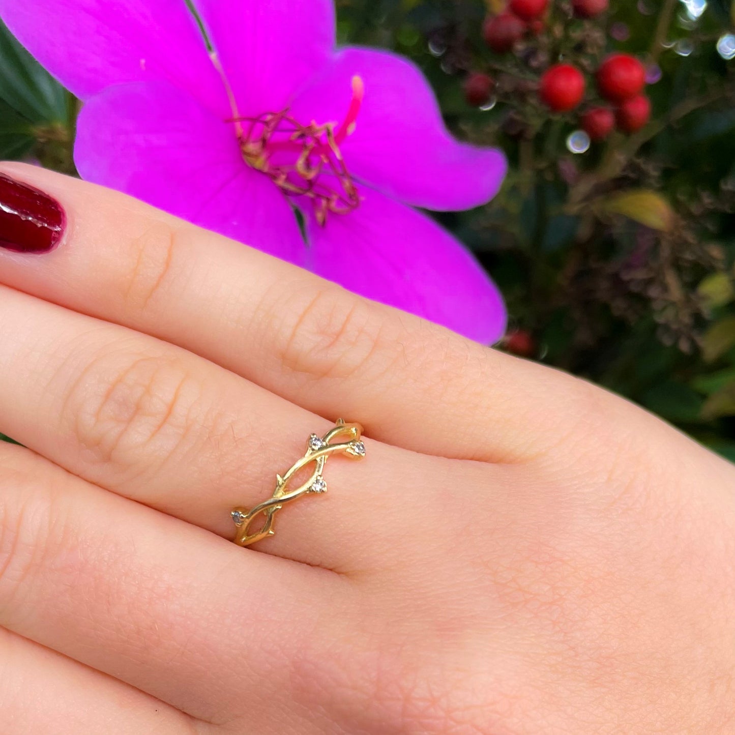 Par de Alianças Natureza Ouro 18k e Diamantes Kahla