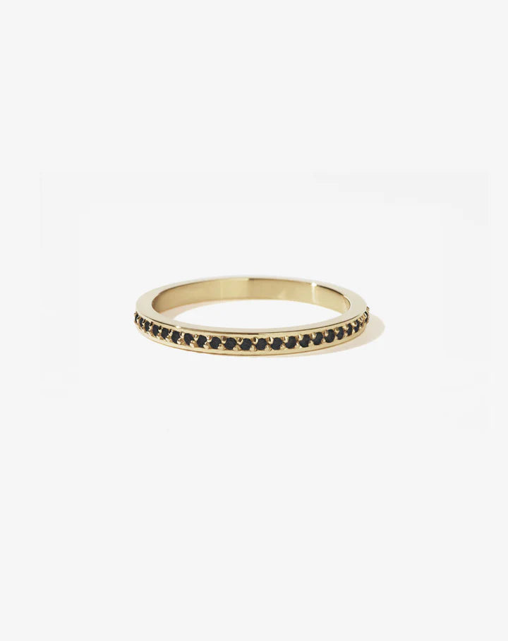 Meia Aliança Aparador Ouro 18k com Diamante Negro Kahla