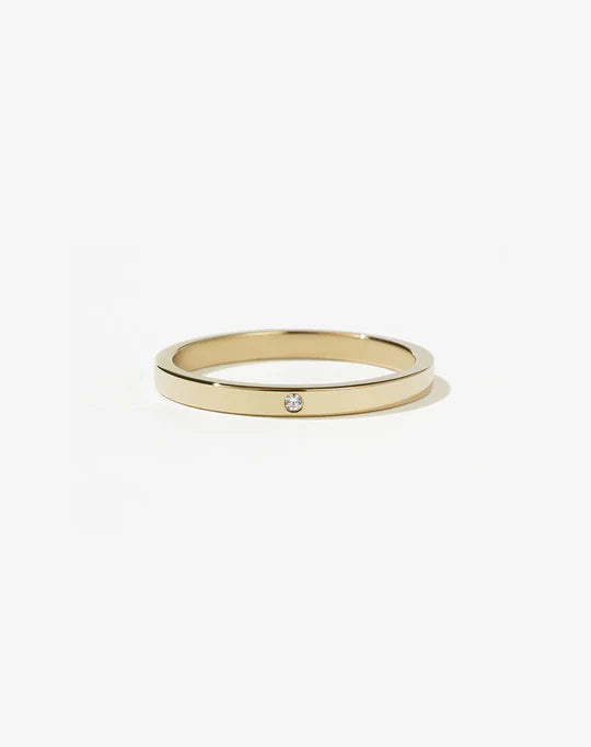 Aliança Essential Quadrada 2mm Ouro 18k e Diamante Kahla