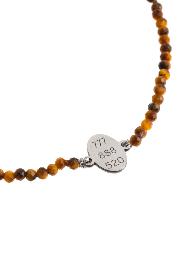 Pulseira Códigos Sagrados 777 888 520 AK Olho de Tigre e Prata Kahla