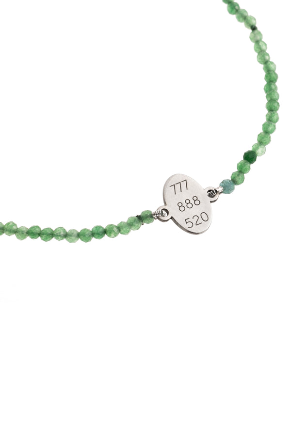 Pulseira Códigos Sagrados 777 888 520 AK Jade e Prata Kahla