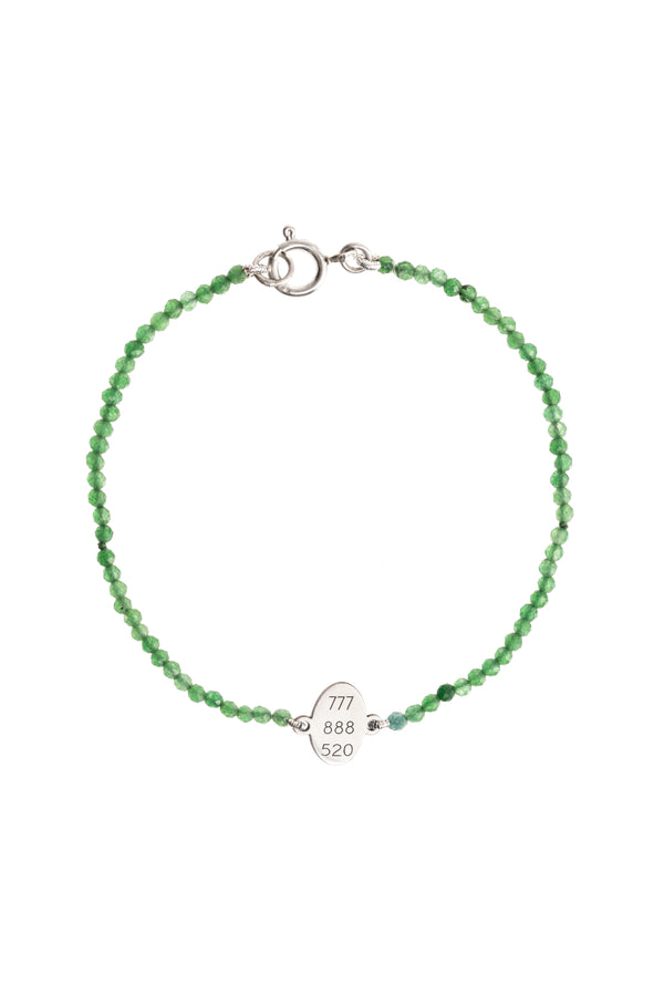Pulseira Códigos Sagrados 777 888 520 AK Jade e Prata Kahla