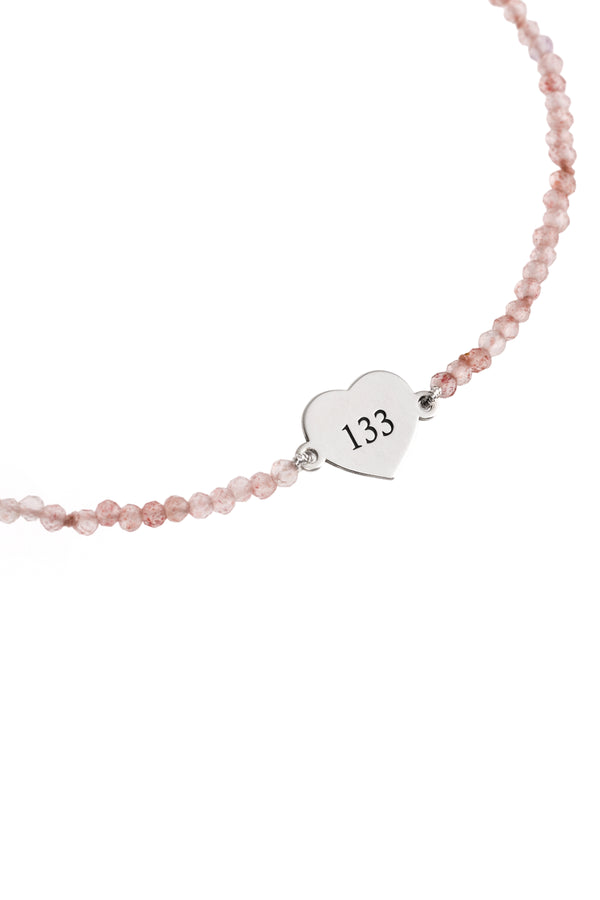 Pulseira Códigos Sagrados 133 AK Quartzo Rosa e Prata Kahla