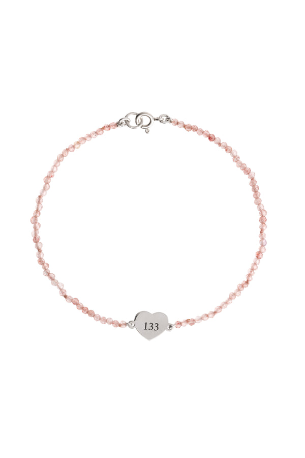 Pulseira Códigos Sagrados 133 AK Quartzo Rosa e Prata Kahla