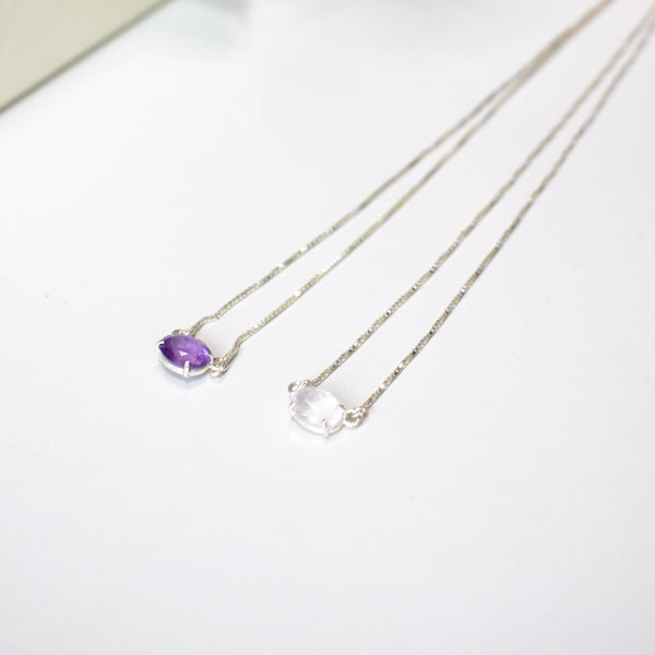 Escapulário Ilumiara Quartzo Rosa, Ametista e Prata usekahla.com