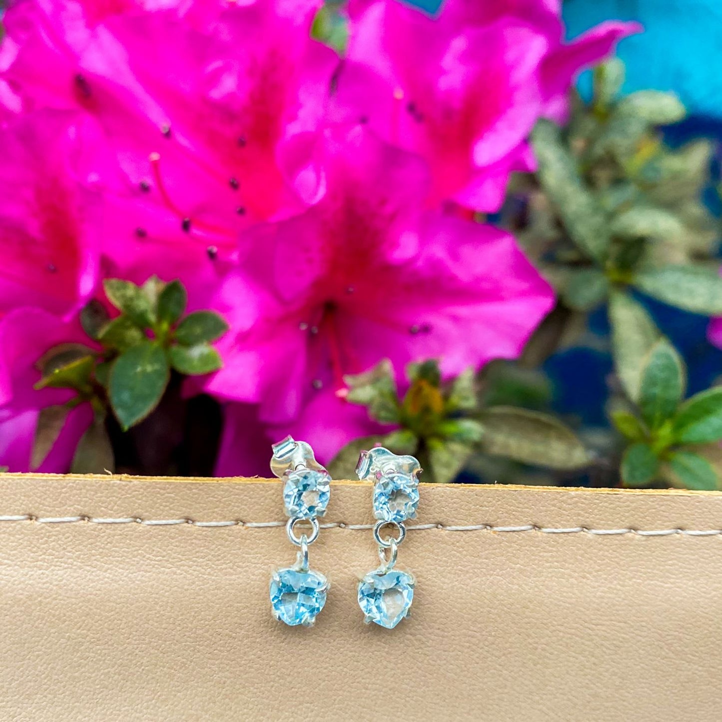 Brinco Ilumiara Duplo Água Marinha e Prata usekahla.com