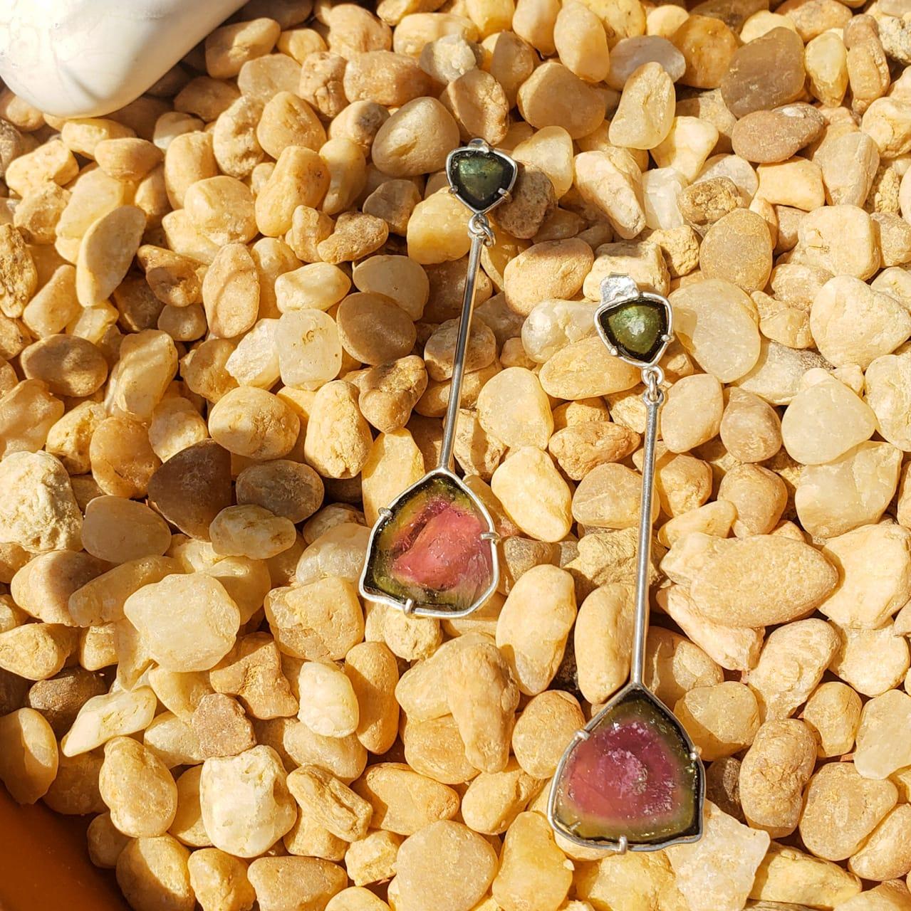 Brinco Melancia | Prata 925 e Turmalina Melancia usekahla.com