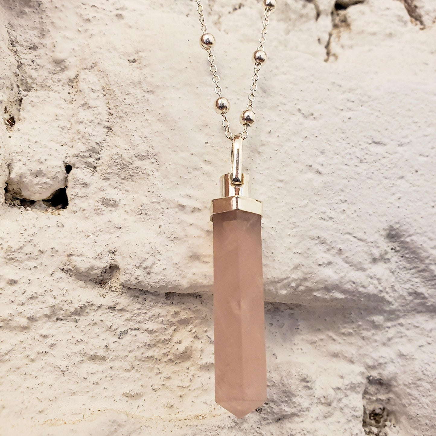 Pingente Difusor Quartzo Rosa e Prata usekahla.com