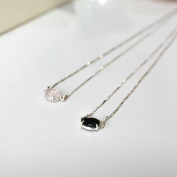 Escapulário Ilumiara | Obsidiana, Quartzo Rosa e Prata 925 usekahla.com
