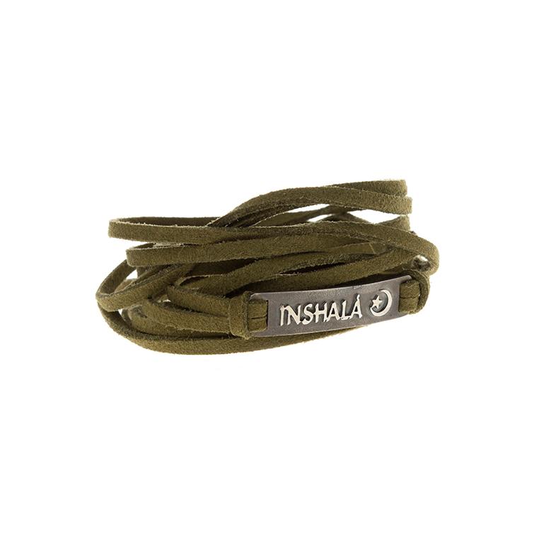 Pulseira Inshalá - Palavras Sagradas | Prata 925 e Couro usekahla.com