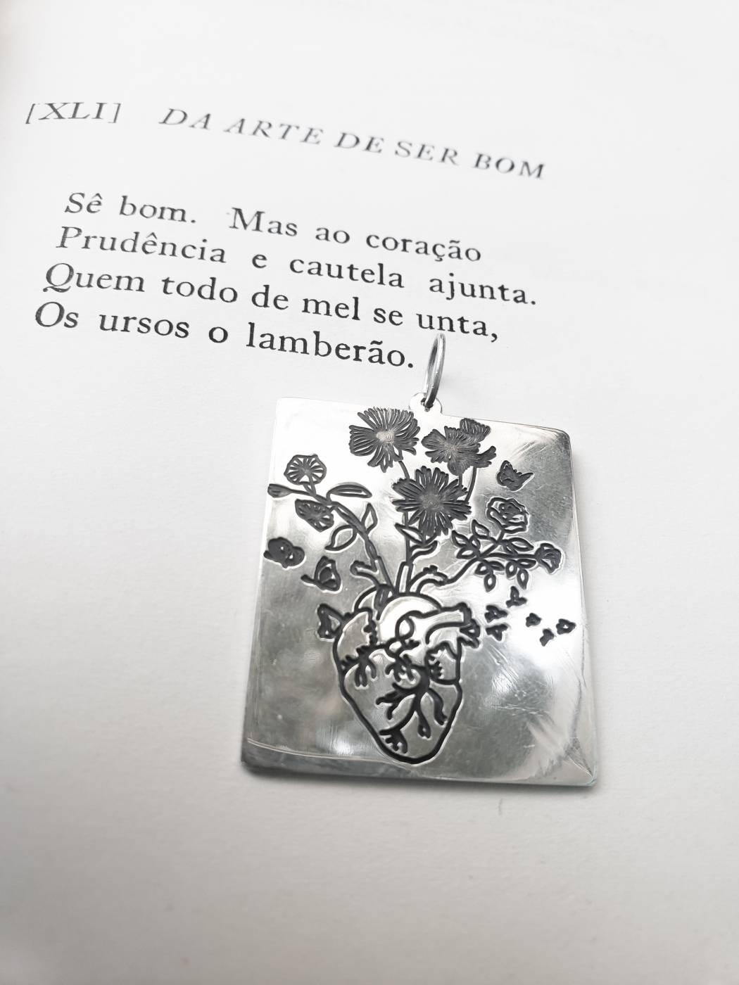 Pingente Caro Cuore Coração Florido | Prata 925 usekahla.com