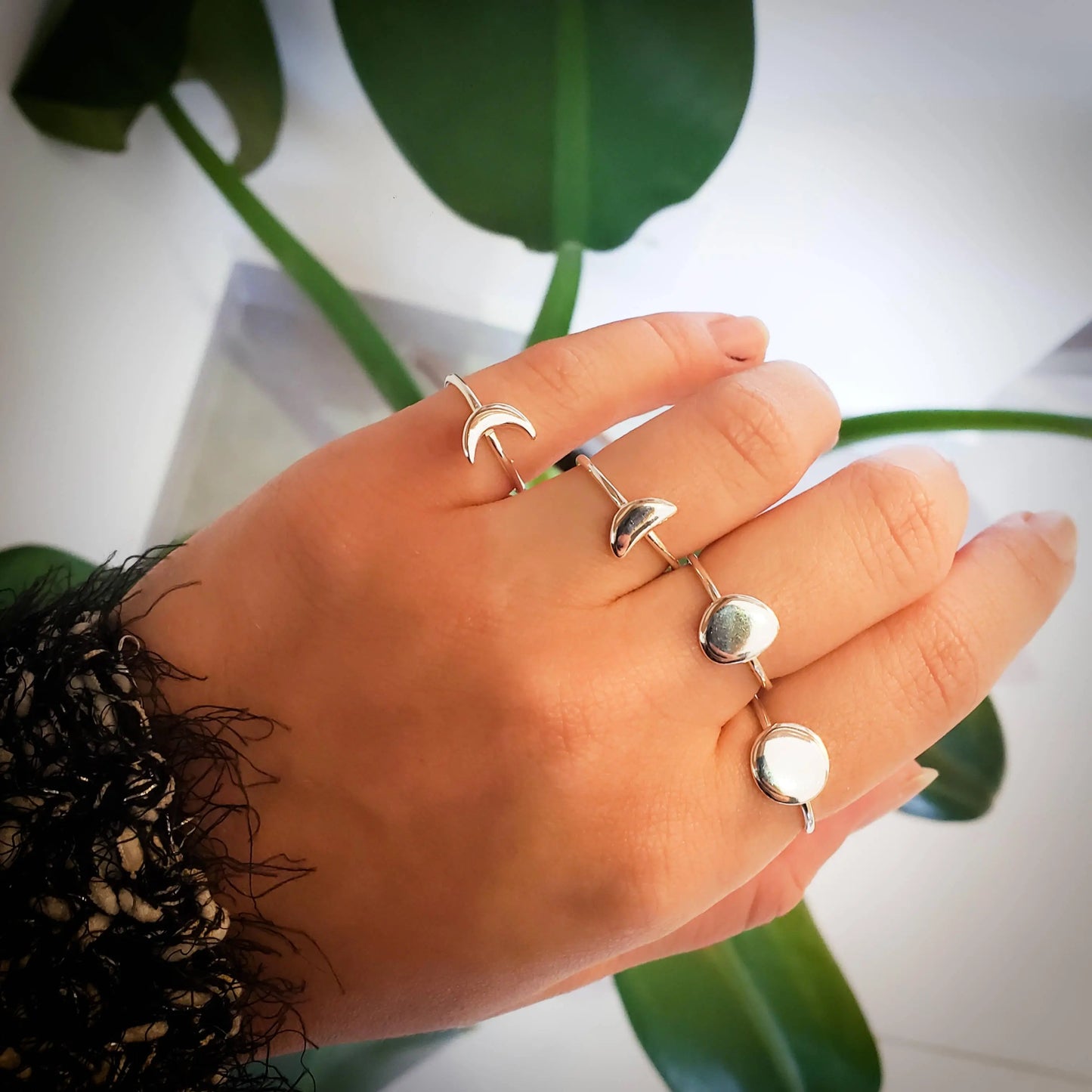 Conjunto 4 Aneis Fases da Lua | Prata 925 usekahla.com