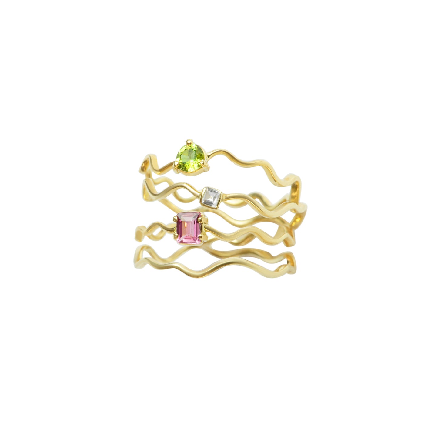 Anel Aquarii | Turmalina Verde e Ouro 18k Kahla