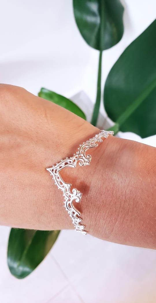 Pulseira Indiana Mehndi Prata usekahla.com