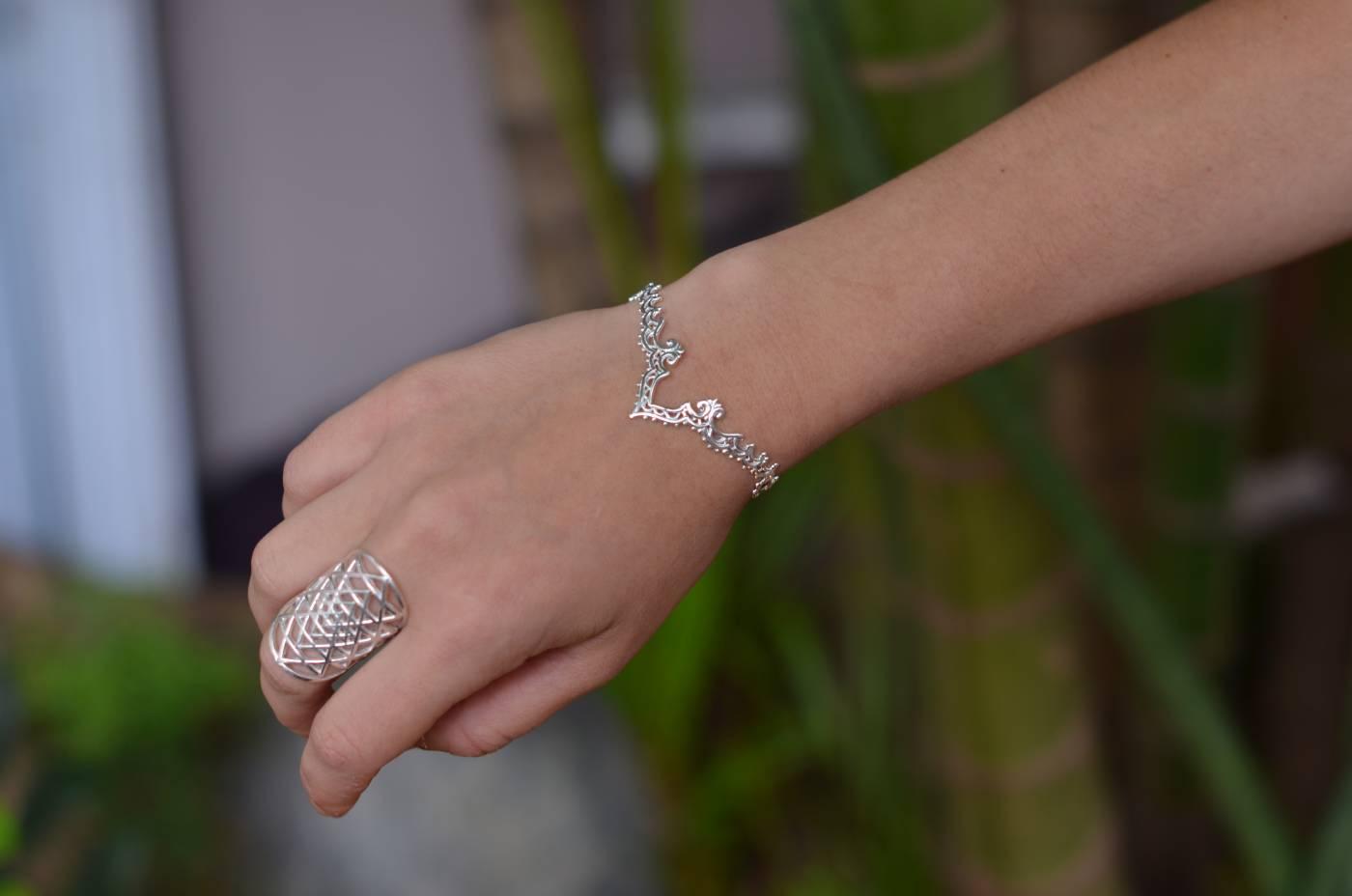Pulseira Indiana Mehndi Prata usekahla.com