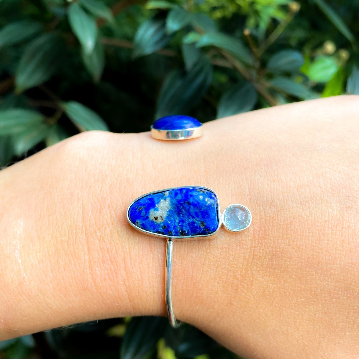Pulseira Serena Lapis Lázuli, Água Marinha e Prata usekahla.com