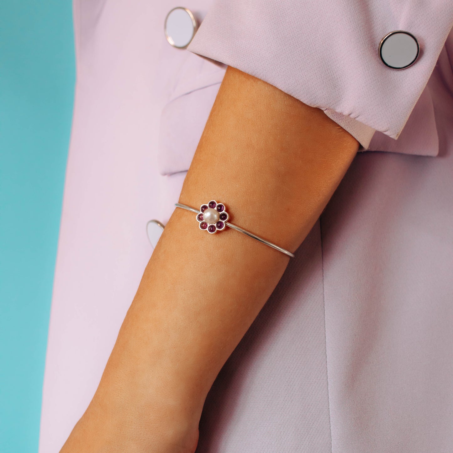 Pulseira Colorê | Ametista e Prata Kahla