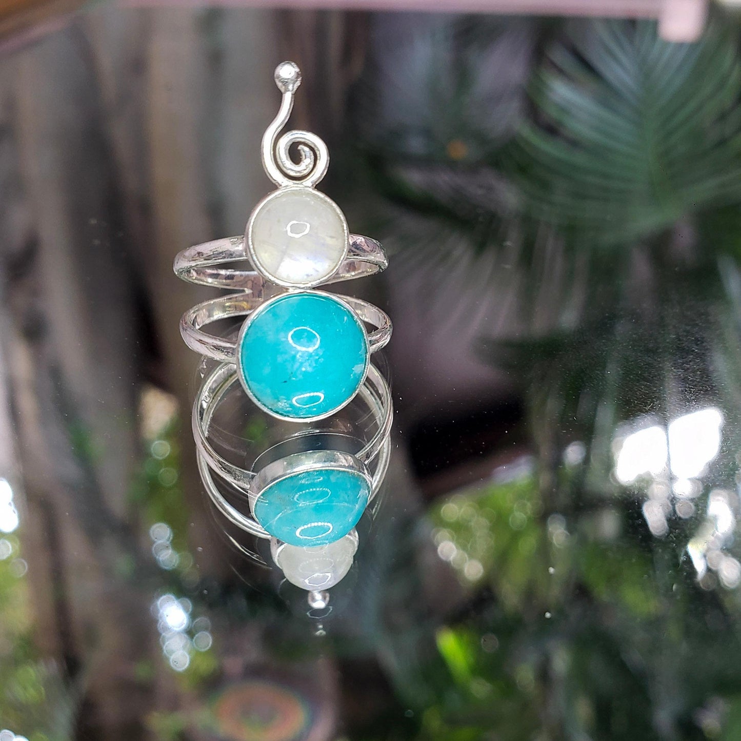 Anel Odara | Amazonita, Pedra da Lua e Prata925 usekahla.com