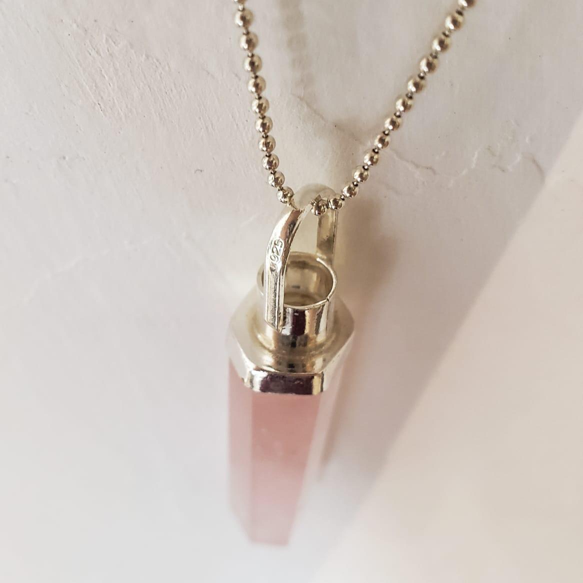 Pingente Difusor Quartzo Rosa e Prata usekahla.com
