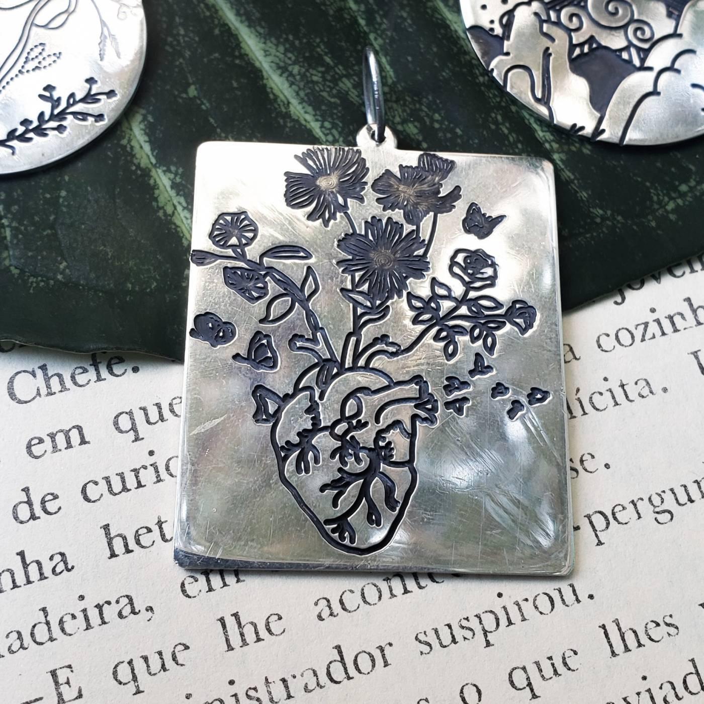 Pingente Caro Cuore Coração Florido | Prata 925 usekahla.com