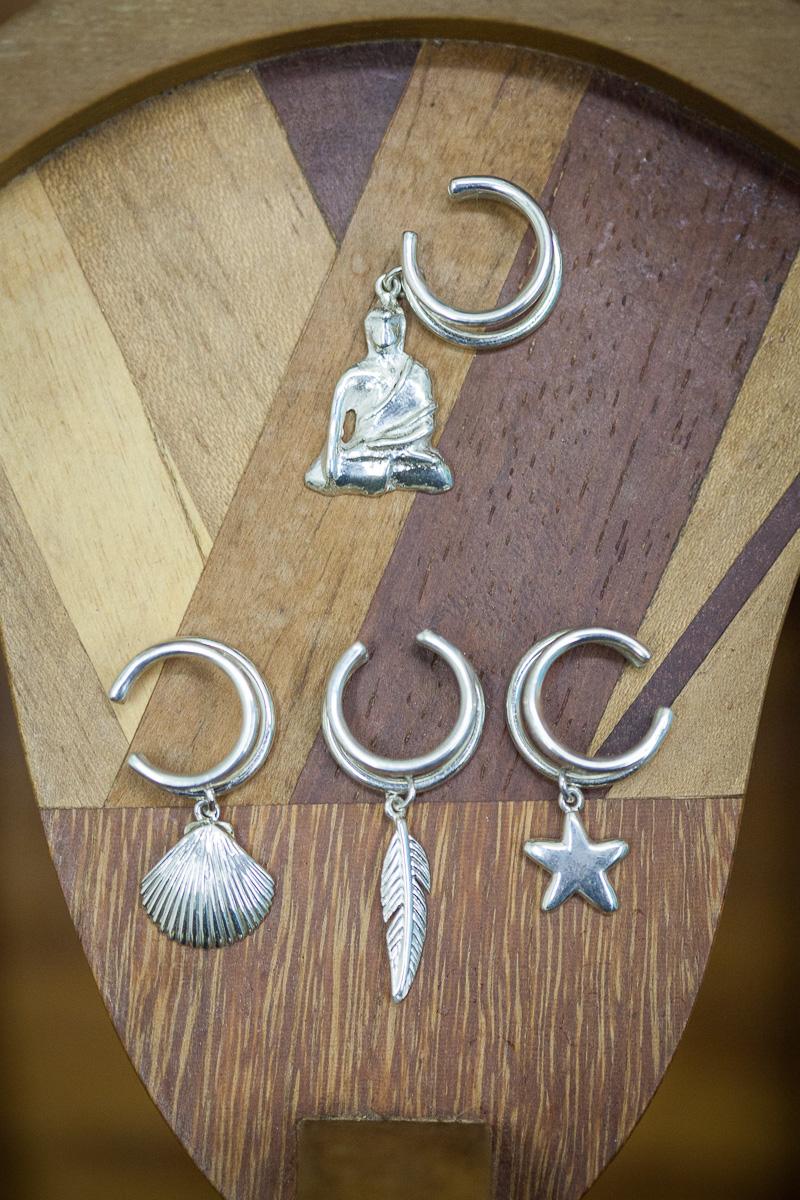 Piercing Pena Pendurada Prata usekahla.com