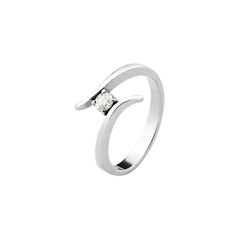 Anel Solitário Zibal | Ouro Branco 18k e Brilhante 20 pontos usekahla.com