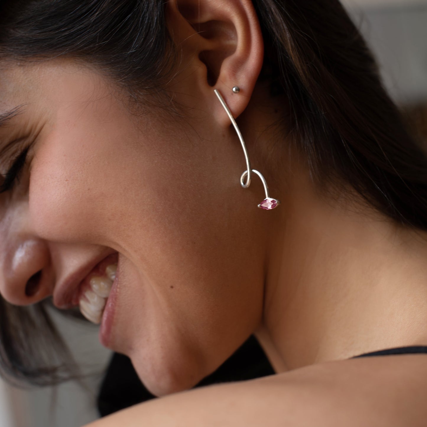 Brinco Virages | Turmalina Rosa e Prata 925 usekahla.com