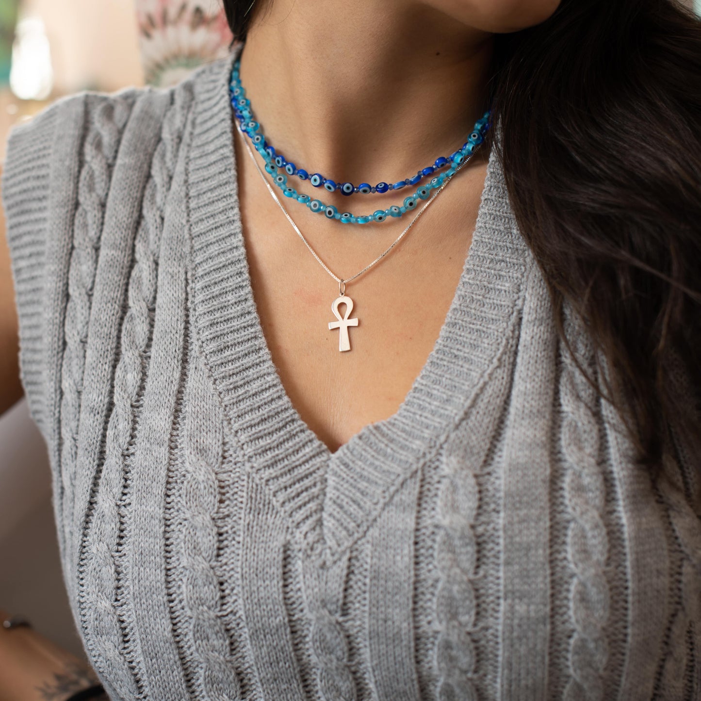Pingente Cruz Ankh Prata usekahla.com