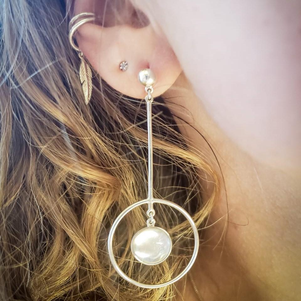 Piercing Pena Pendurada Prata usekahla.com