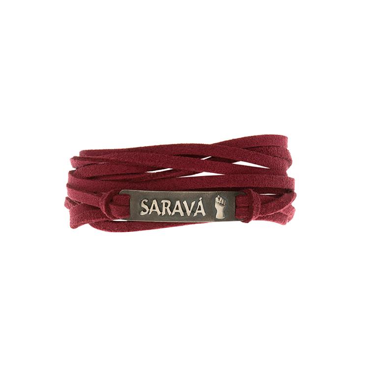 Pulseira Saravá - Palavras Sagradas Prata e Couro usekahla.com