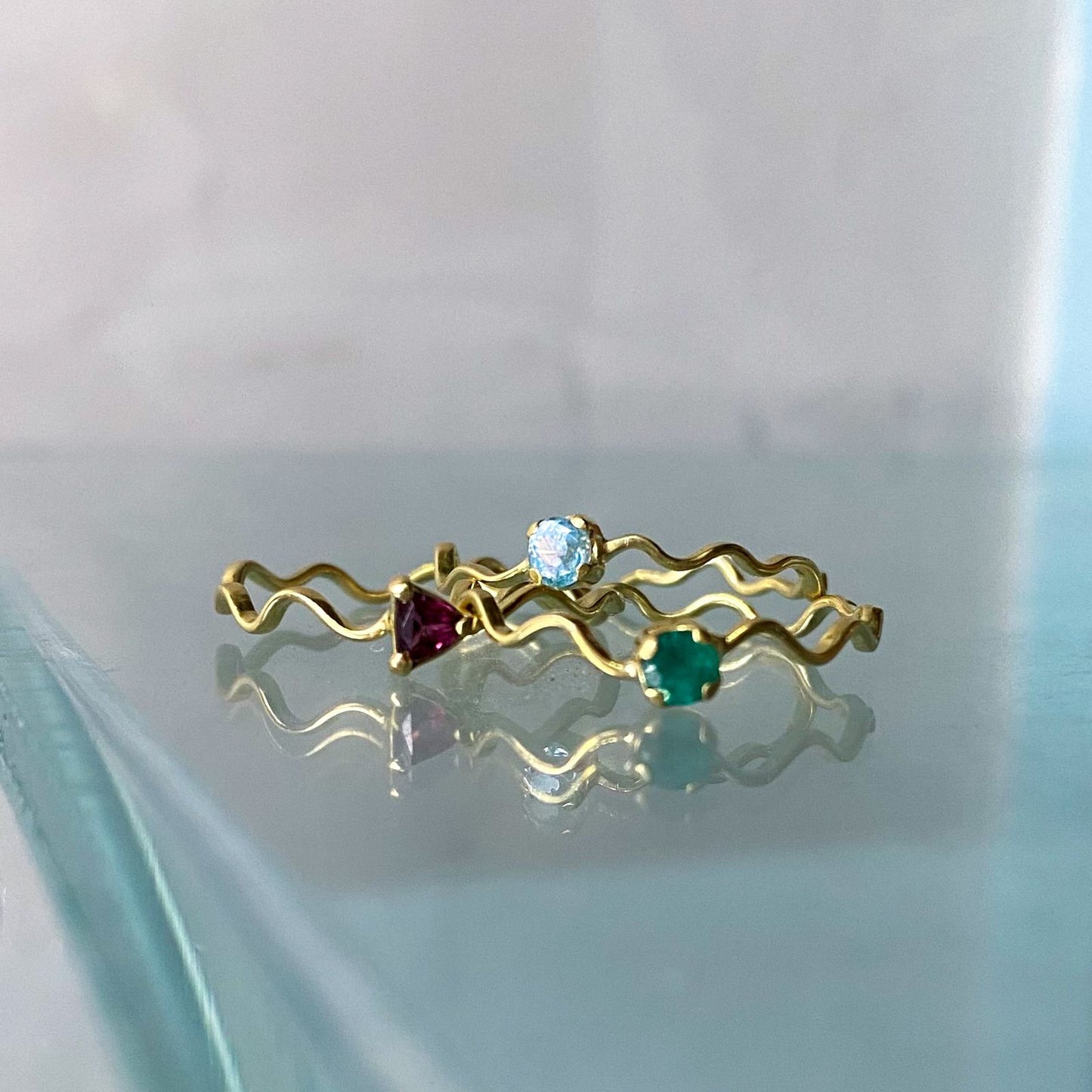 Anel Aquarii Água-Marinha e Ouro18k Kahla