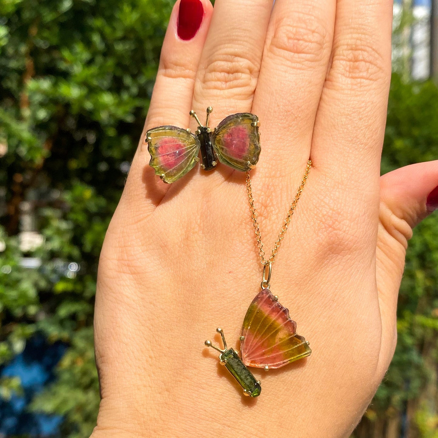 Pingente Borboleta | Turmalinas e Ouro18k usekahla.com