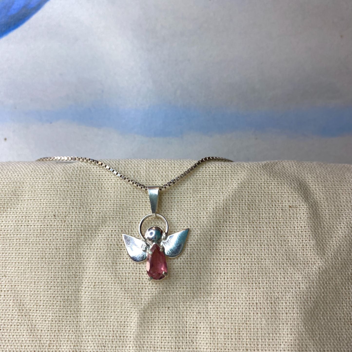 Pingente Anjo da Guarda Turmalina Rosa e Prata usekahla.com