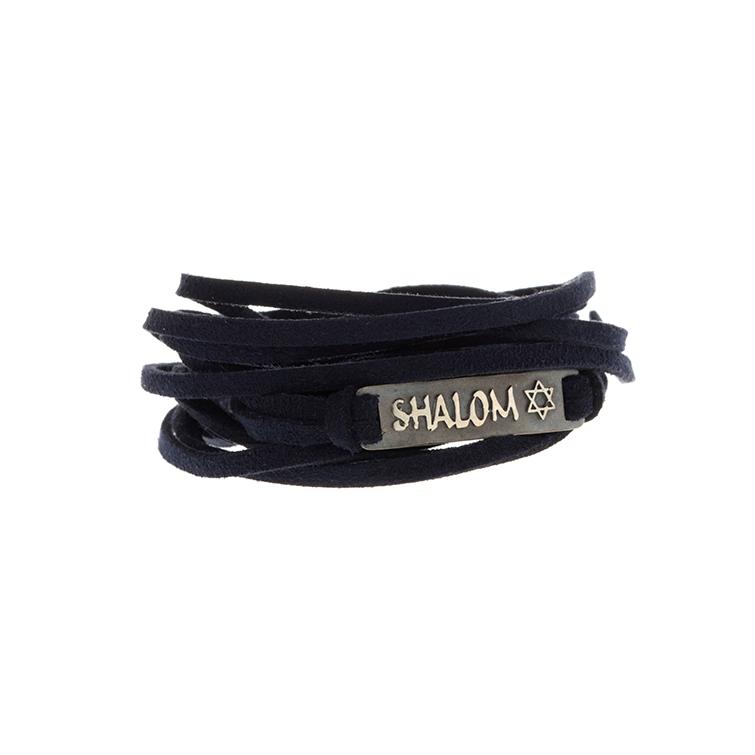 Pulseira Shalom - Palavras Sagradas | Prata 925 e Couro usekahla.com