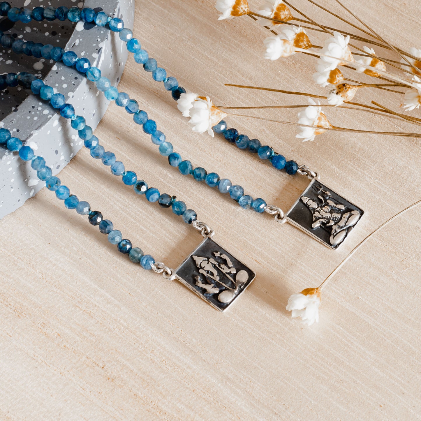 Escapulário Shiva e Ganesh | Cianita e Prata usekahla.com
