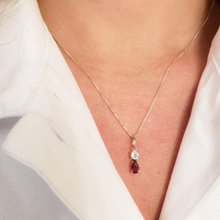 Pingente Ilumiara duplo | Água Marinha, Turmalina Rosa e Prata usekahla.com