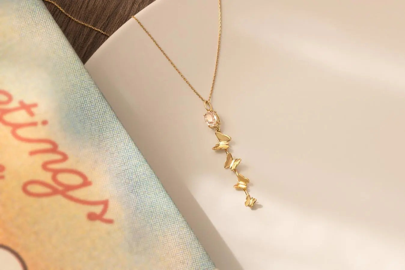 Pingente Borboletinhas | Ouro 18k e Morganita usekahla.com