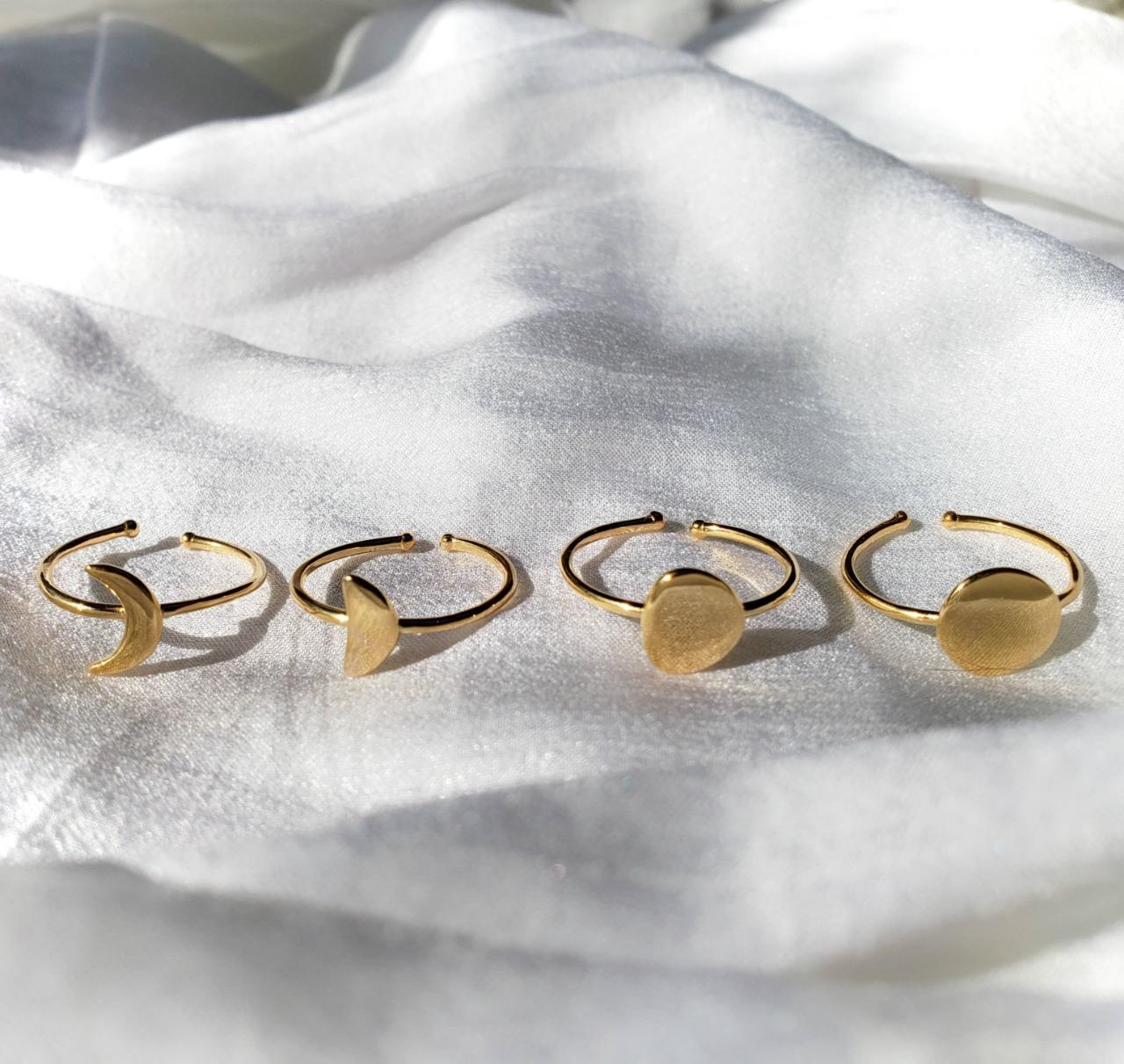 Anel Lua Crescente Prata e Banho de Ouro18k usekahla.com