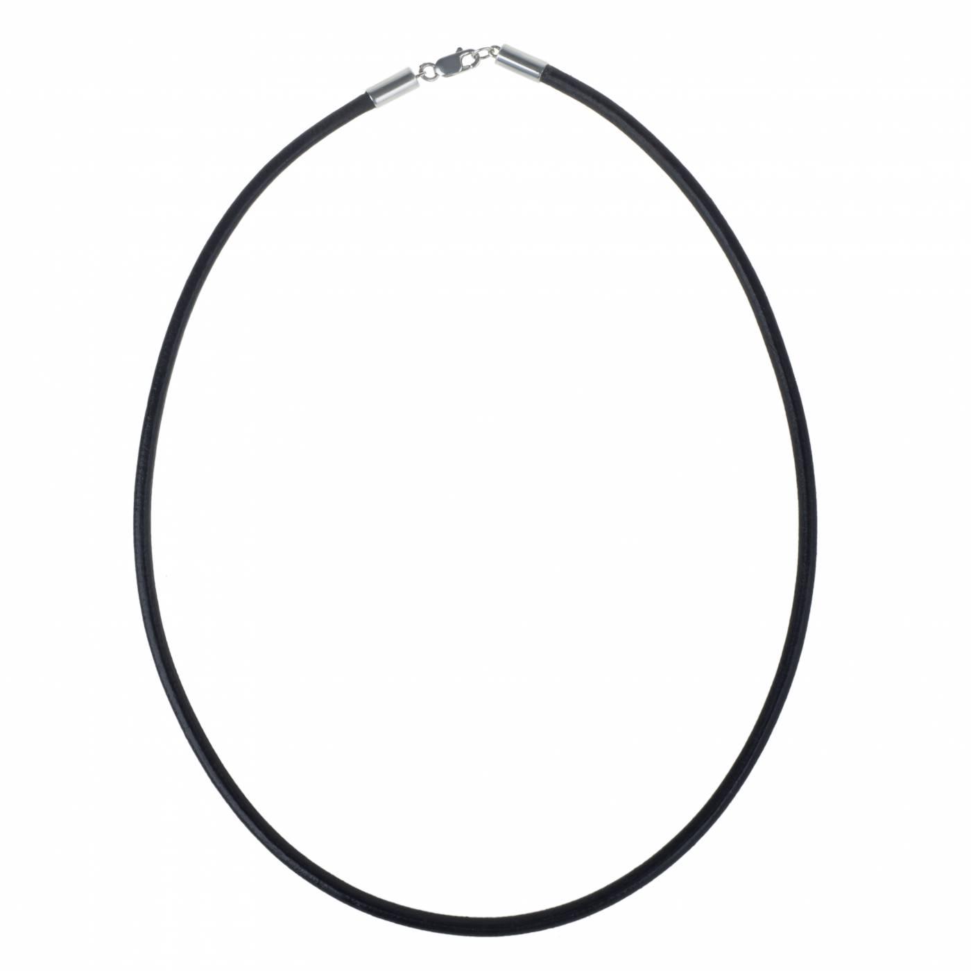 Colar de Couro Preto Gaia Couro e Prata usekahla.com