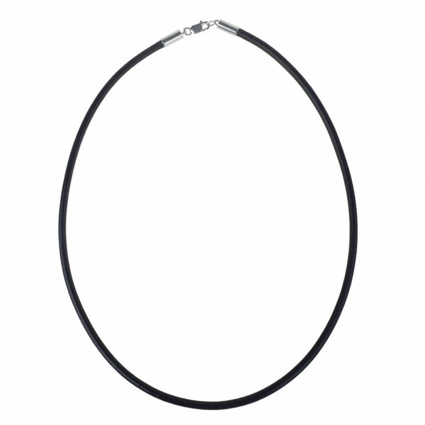 Colar de Couro Preto Gaia Couro e Prata usekahla.com