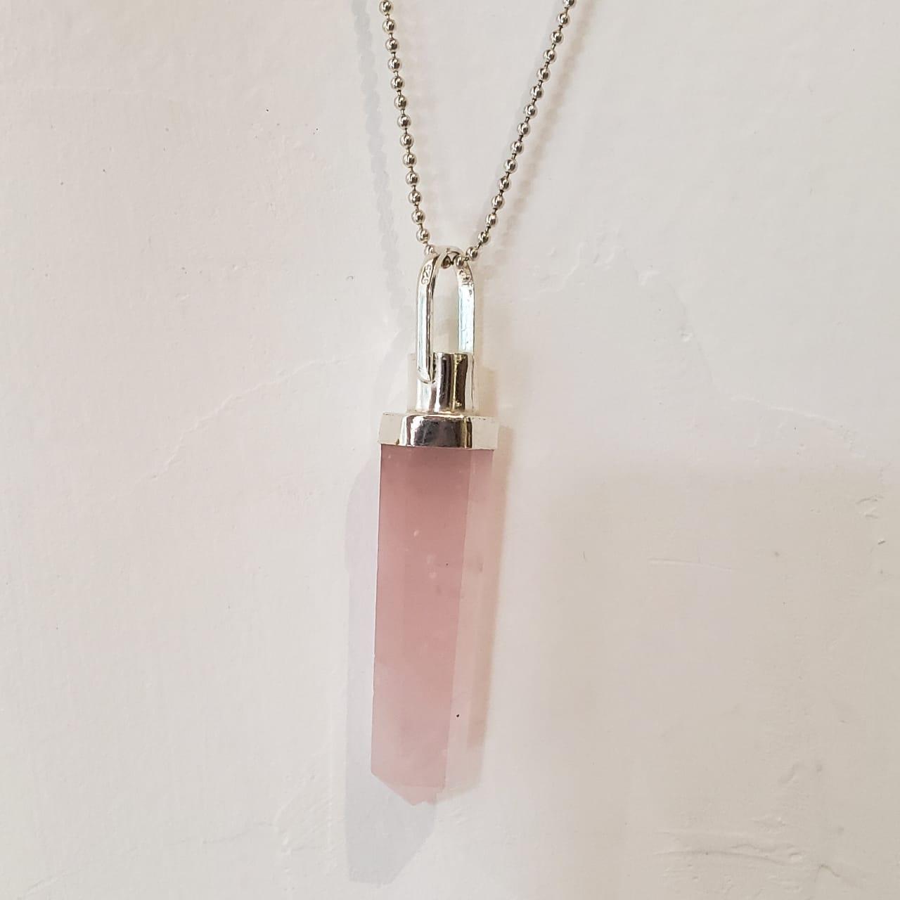 Pingente Difusor Quartzo Rosa e Prata usekahla.com