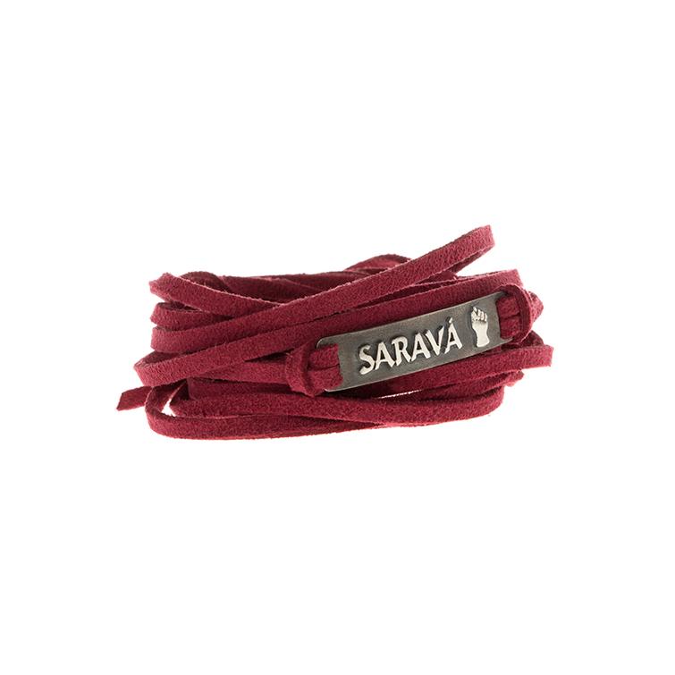 Pulseira Saravá - Palavras Sagradas Prata e Couro usekahla.com