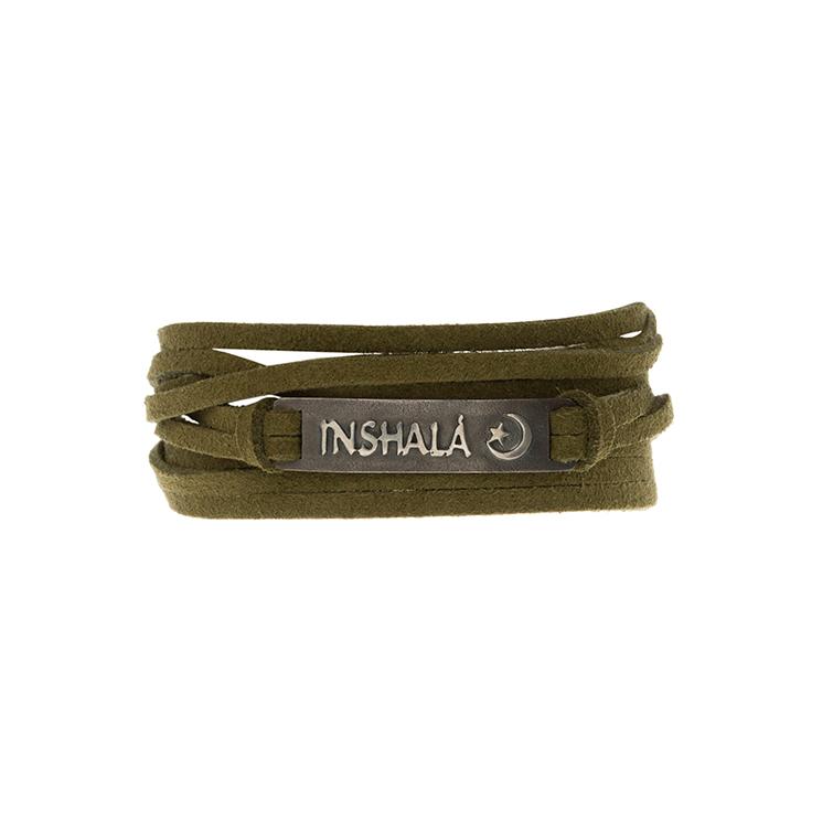 Pulseira Inshalá - Palavras Sagradas | Prata 925 e Couro usekahla.com