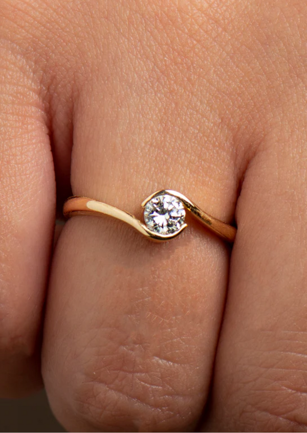 Anel de Noivado Caminhos Citrino Ouro 18k Kahla