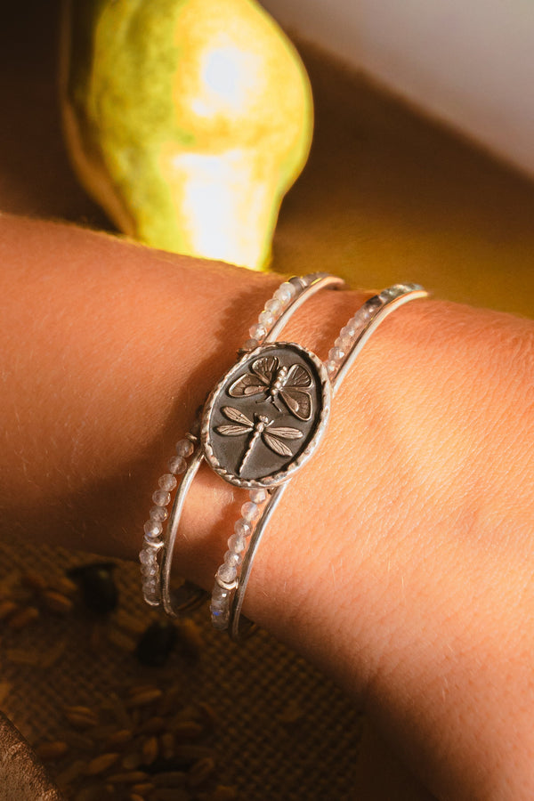 Bracelete Libella Prata com Labradorita Kahla