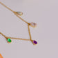 Colar Te Amo Topázio Azul, Esmeralda, Ametista, Morganita, Opala e Prata com Banho de Ouro 18k Kahla
