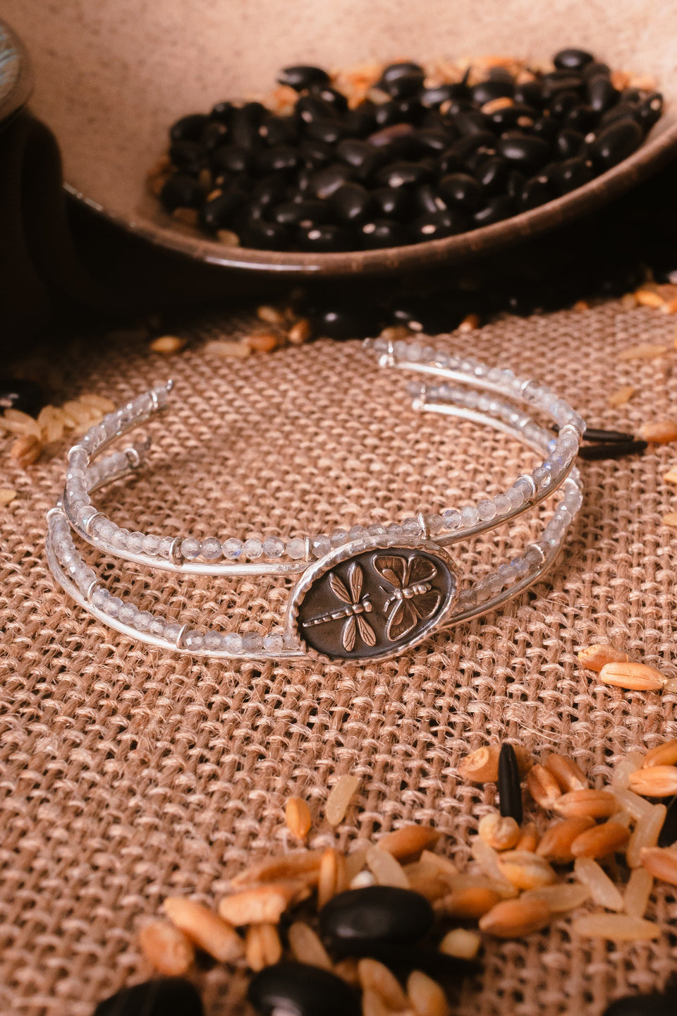 Bracelete Libella Prata com Labradorita Kahla